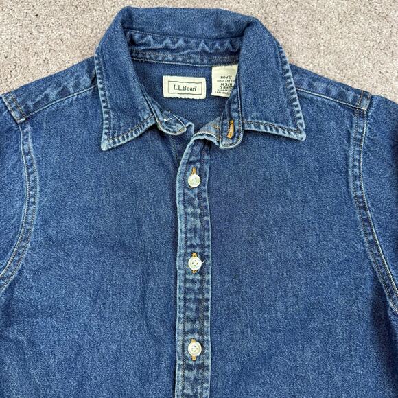 L.L. Bean Long Sleeve Denim Button Up Shirt Child Size M 5/6 Jean Workwear - Picture 2 of 4